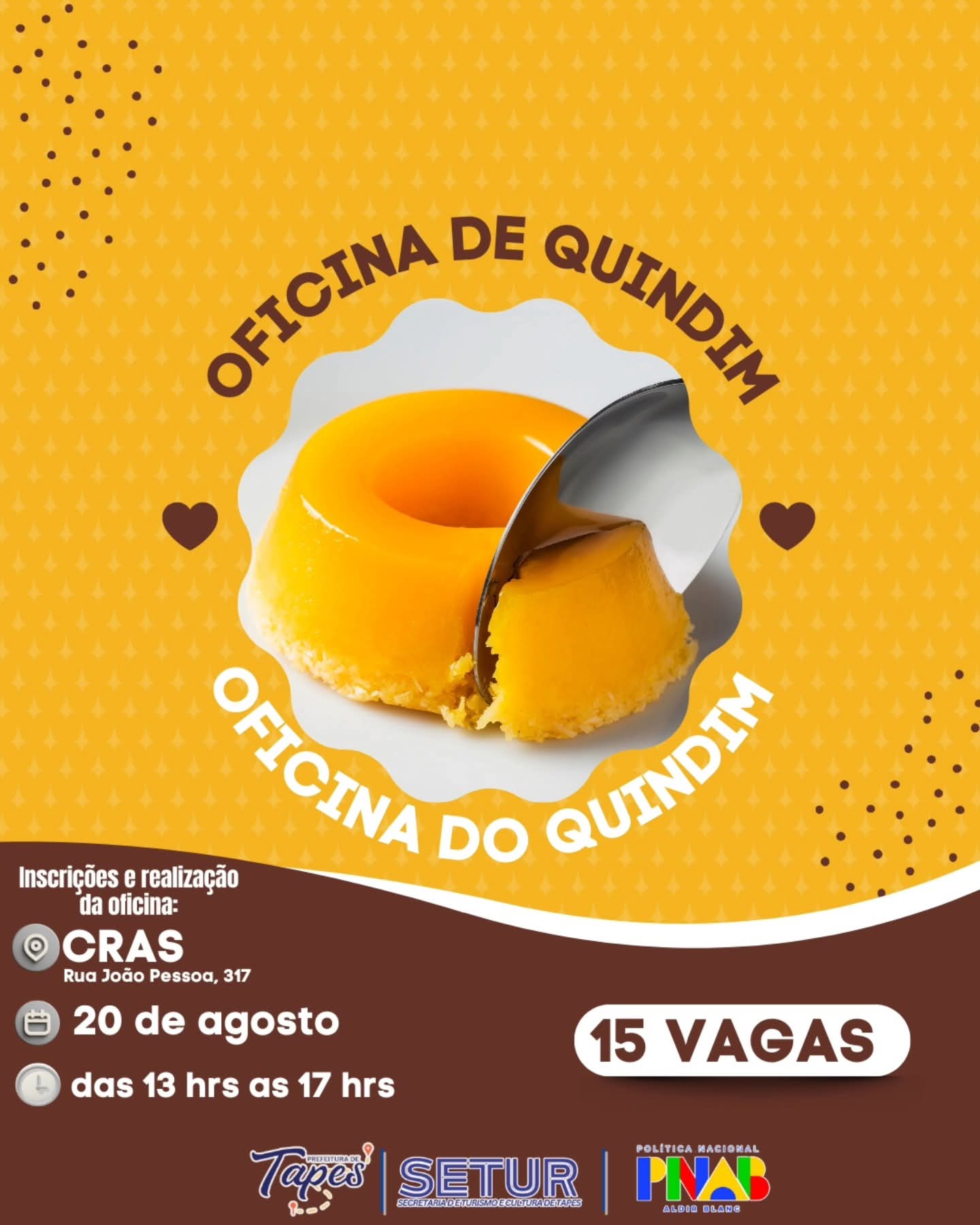 OFICINA DE QUINDIM TEM VAGAS ABERTAS  PARA QUEM QUER APRENDER A RECEITA