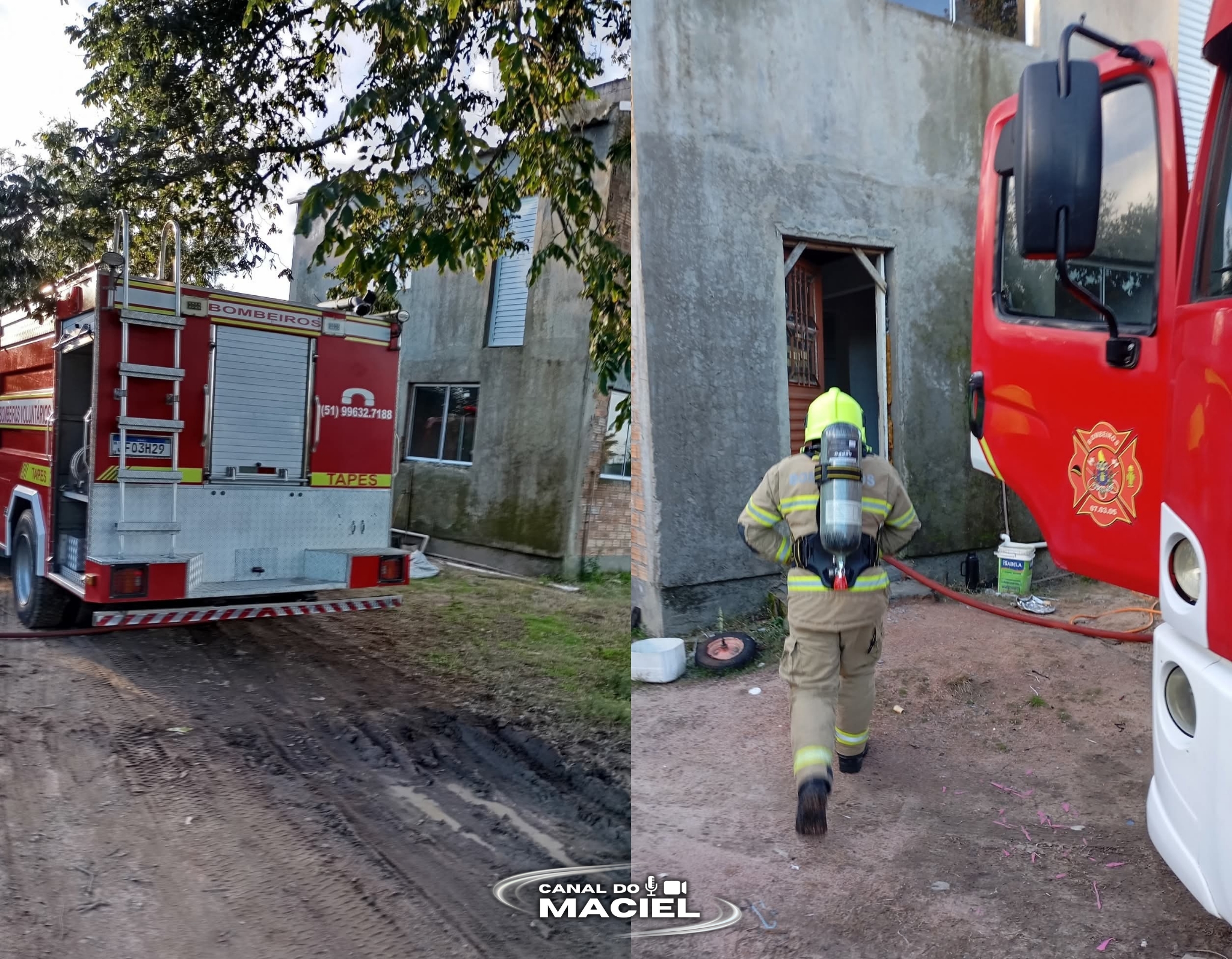 INCÊNDIO EM RESIDÊNCIA É CONTROLADO PELO CORPO DE BOMBEIROS EM TAPES 