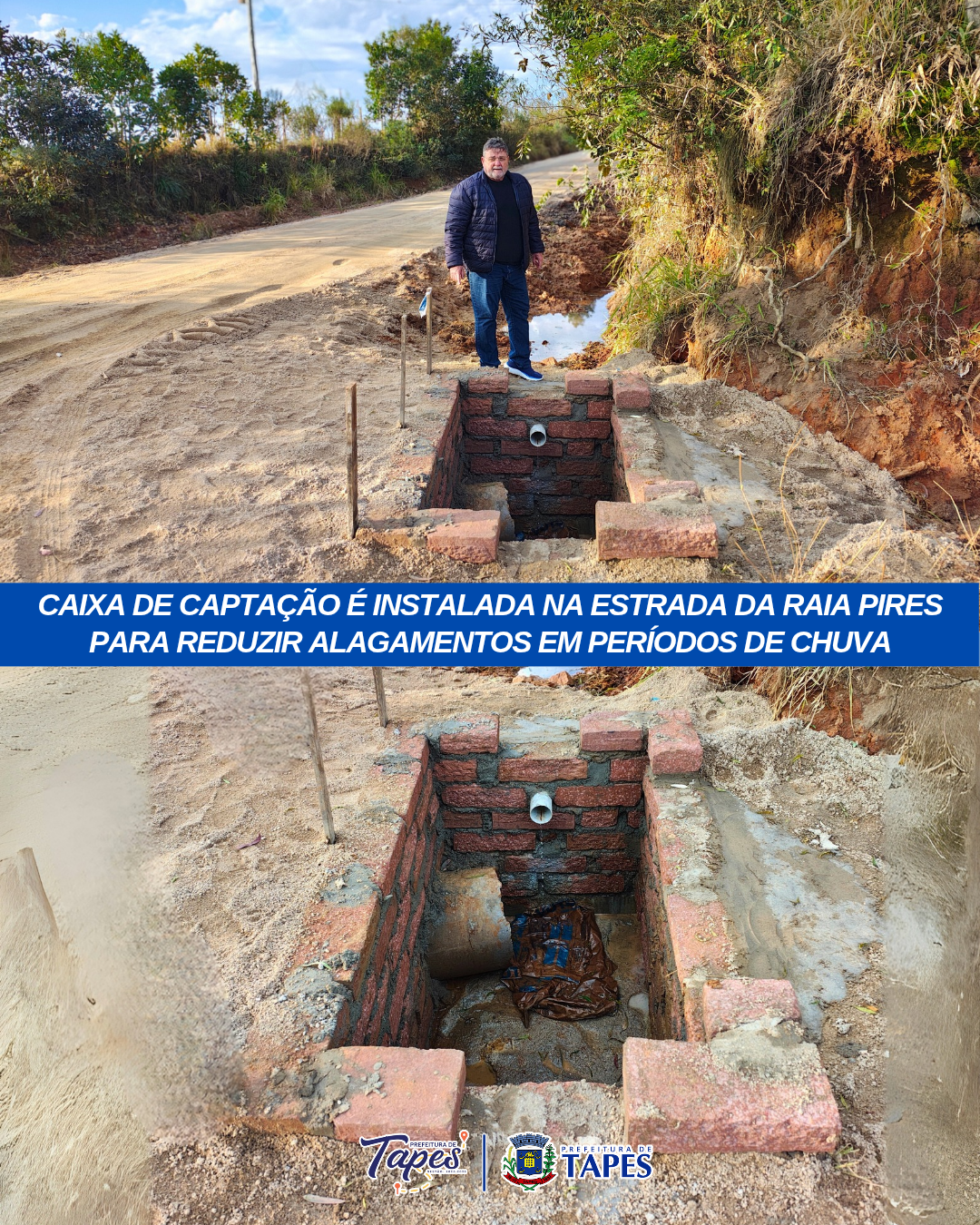 CAIXA DE CAPTAÇÃO É INSTALADA NA ESTRADA DA RAIA PIRES PARA REDUZIR ALAGAMENTOS EM PERÍODOS DE CHUVA