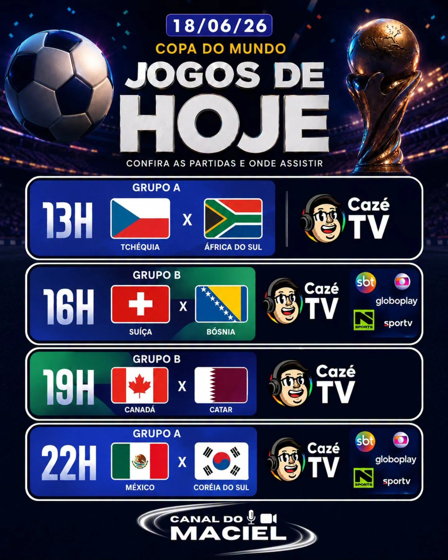 COPA DO MUNDO: JOGOS DE HOJE (18/06/2026)